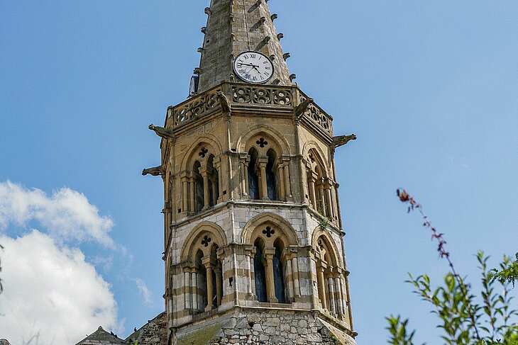 Bell tower of Saint-Vidian Church in Martres-Tolosane, an iconic building of the village’s medieval heritage.
