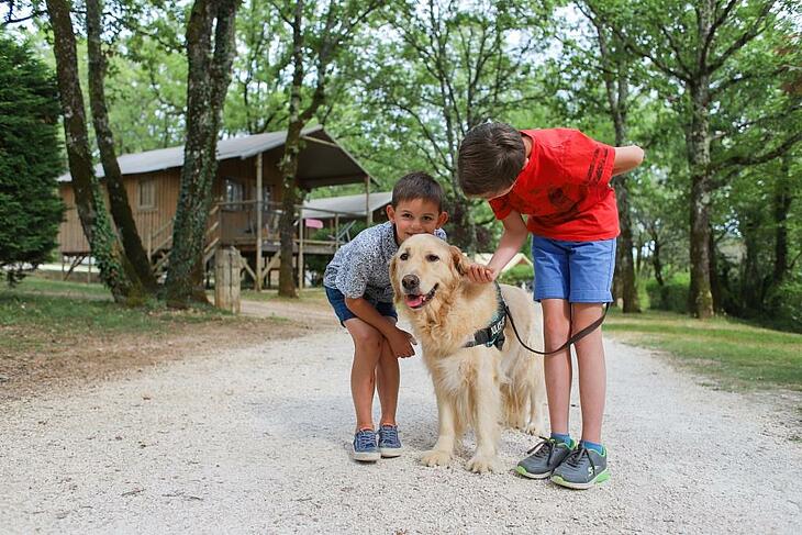 family with dog