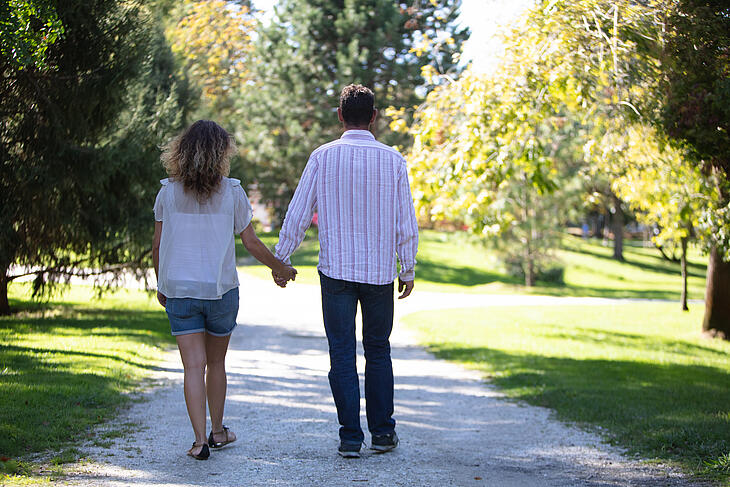 Romantic outdoor stroll for Valentine's Day