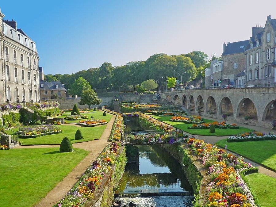 Stroll through the rampart gardens of Vannes in Brittany, close to campsites for exploring the region.