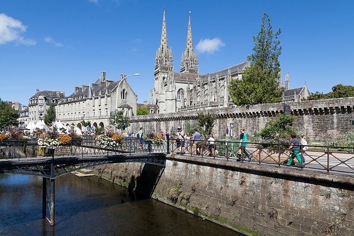 Quimper, capital of Cornouaille Quimper Cathedral and bridge over the Odet in Finistère, a lively historic heart of Cornouaille for Finistère Tourism.
