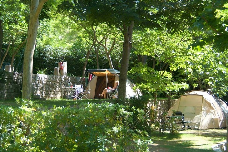 Shaded Tent Pitches in a Nature Campsite at La Colle-sur-Loup, perfect for reconnecting with the essentials after a day exploring what to do in La Colle-sur-Loup.