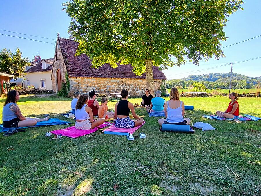 Outdoor yoga session under the sun