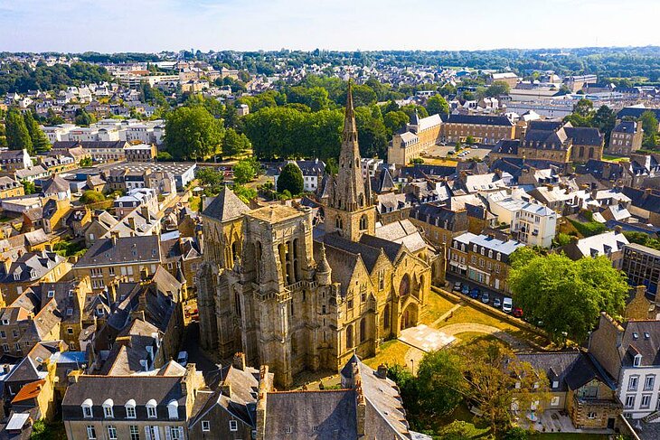 Guingamp Aerial view of Guingamp, a Breton town with rich historical heritage to explore near Lanloup.